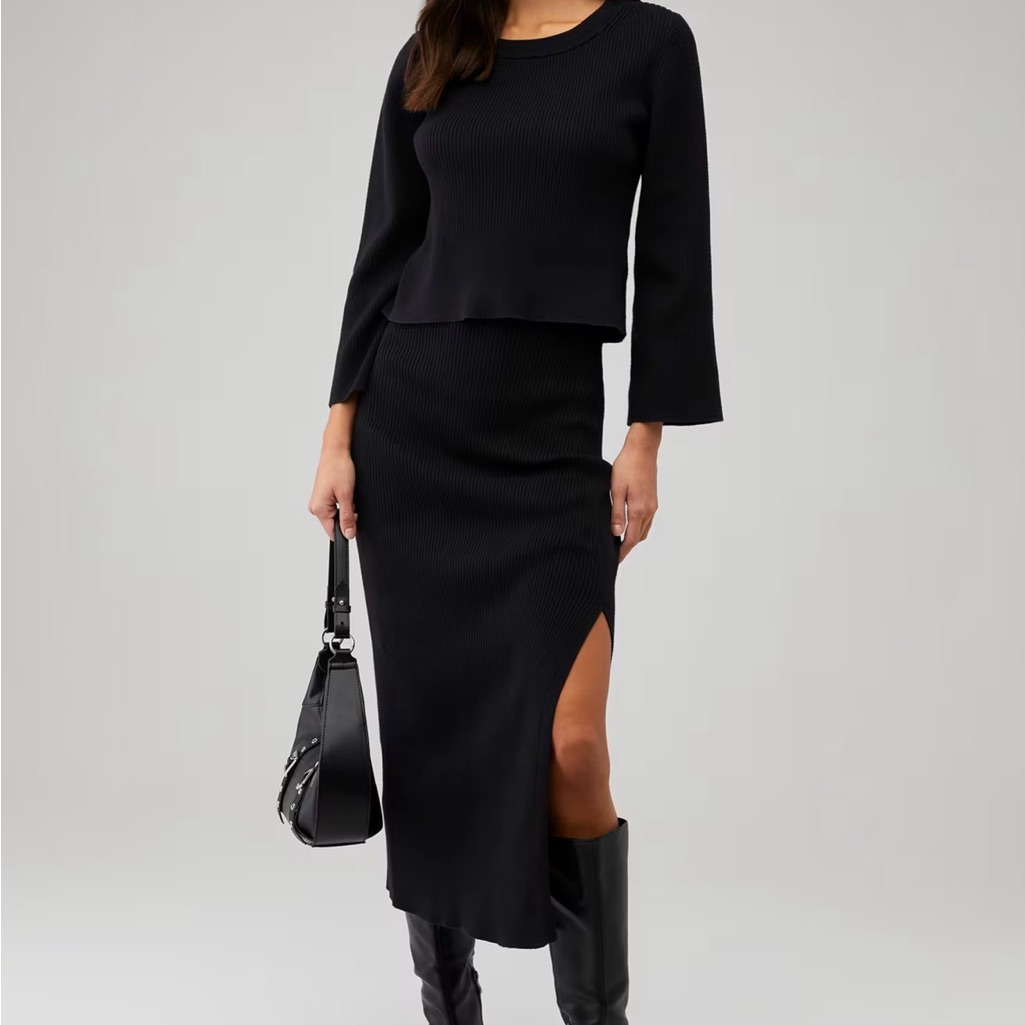 Splendid Black Long Sleeve Knit Jumpsuit